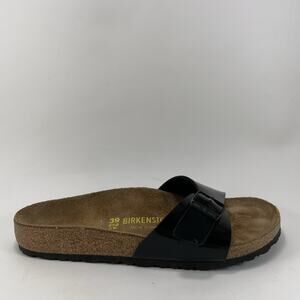Birkenstock Madrid Slide Sandals Womens Size 39 US 8-8.5 Black Patent Leather
